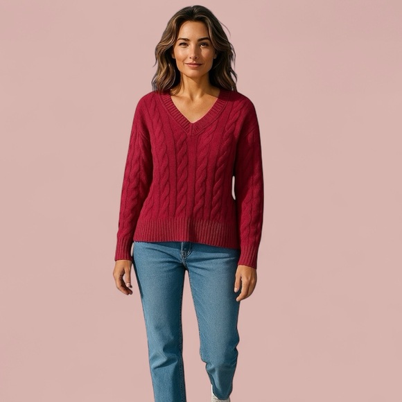 NWT Harper Lane x Stitch Fix Women’s Wool‎ Cashmere Sweater in Mulberry Warm - Picture 1 of 6